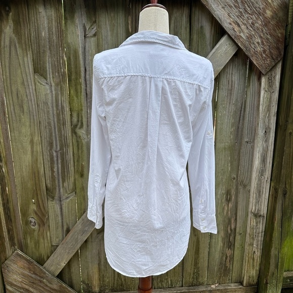 J. Crew Factory White Cotton Classic Everyday Popover Tunic Blouse - Picture 5 of 9